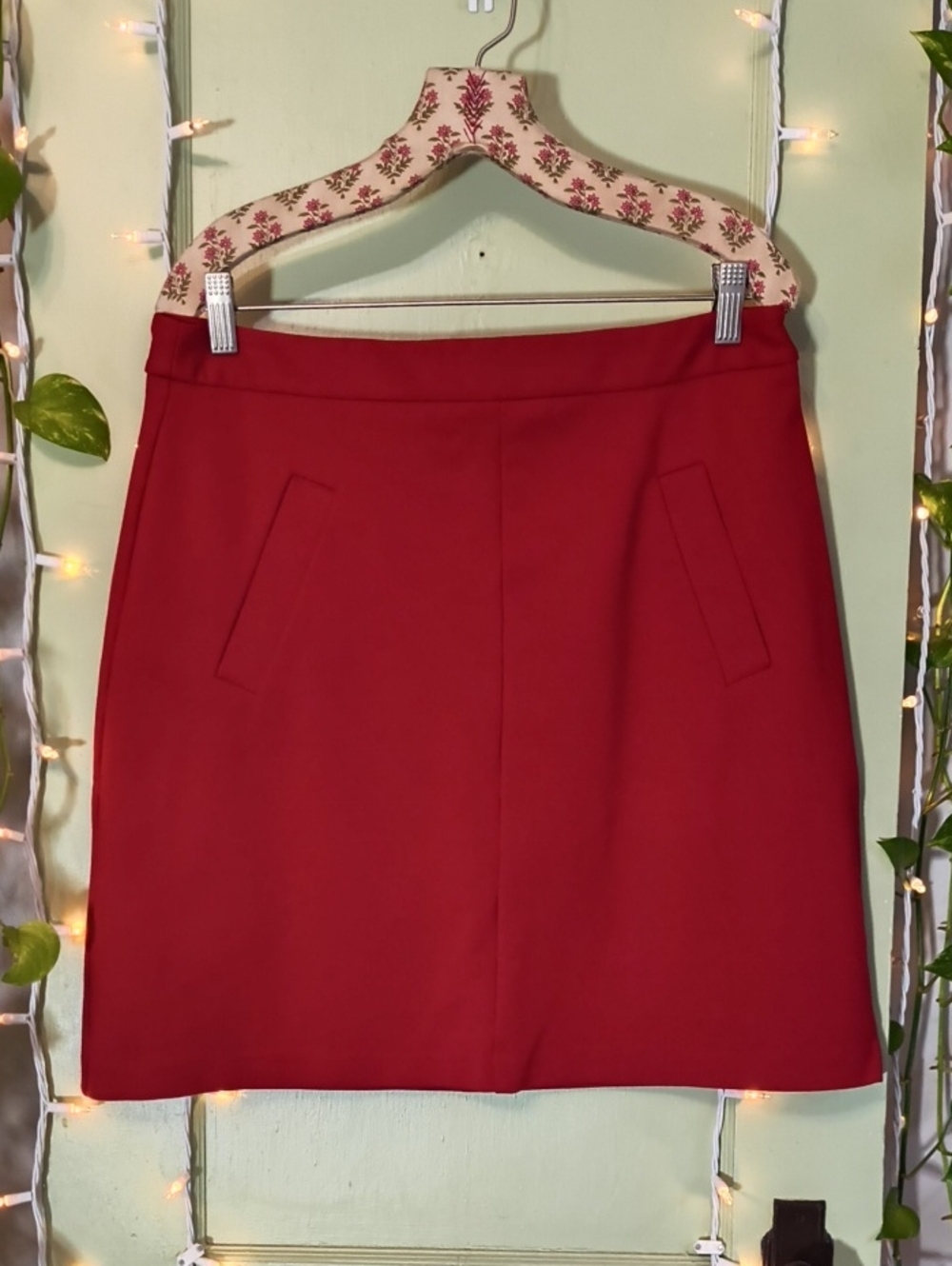 Women's Mario Serrani Italy Rich Red  Faux Pocket Skirt 12